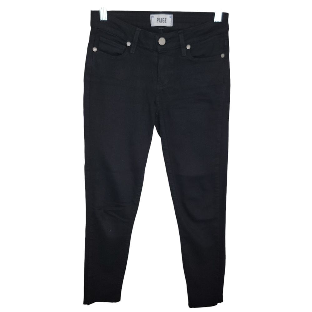 Paige Verdugo Crop Raw Hem Black Jeans Size 25